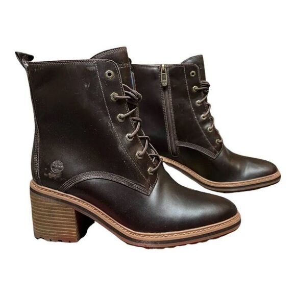 Timberland Sienna Side Zip High Waterproof Boot Heel Brown‎ Style: A24Tw logo - Picture 12 of 12